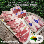 Beef Ribeye lip-on Australia STEER (young cattle) aged-frozen Kilcoy 640 Diamond STEAK CUTS (price/kg) Scotch-Fillet Cuberoll